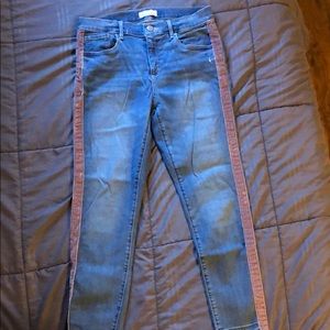 LOFT MODERN SKINNY JEANS IN VELVET STRIPE